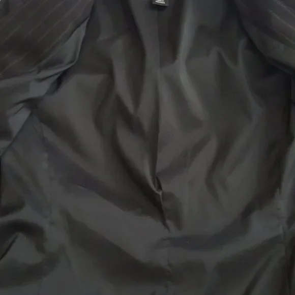 New STYLE & CO Strech Collection Womens Button Suit Jacket Black Striped - Picture 9 of 12